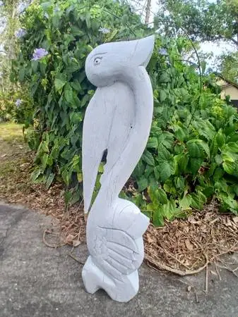 Beautiful Large Carved Wood Pelican Bird
