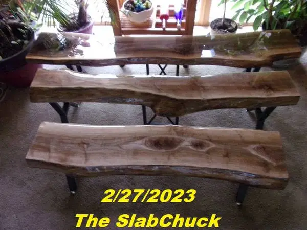 2 Double Live Edge Black Walnut Benches