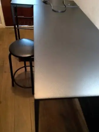 METAL FRAME COMPUTER DESK AND LEATHER CHAIR