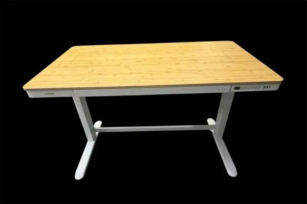 FlexiSpot Electric Height Adjustable Standing Desk – Bamboo Top, White
