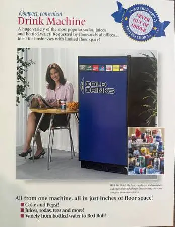 Edina Tech. Snack/Drink Combo Vending Machine w/ Coin Mechanism Attach