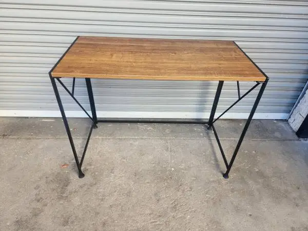 metal and wood console table/desk