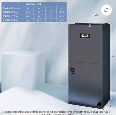 NEW Costway 4-5 Ton Ducted Central Air Handler (Model FP10986US)