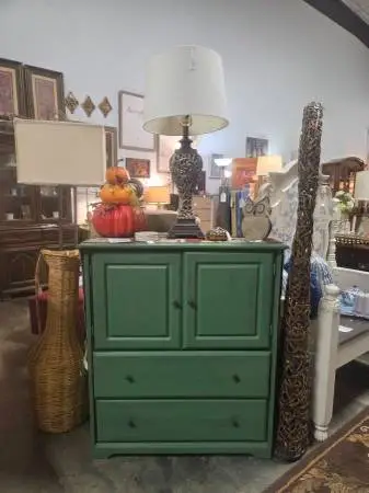 Vintage Green Armoire Chest