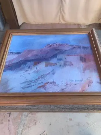 Pueblos And Mountains Original Watercolor By Dott Beeson