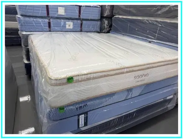 King Size Saatva Latex Hybrid Mattress & Box Springs Bed Set