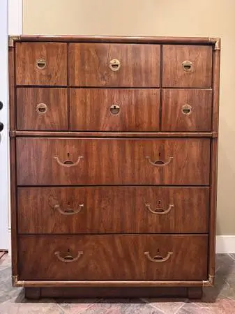 Drexel Accolade Collection Campaign 5-Drawer Highboy Chest