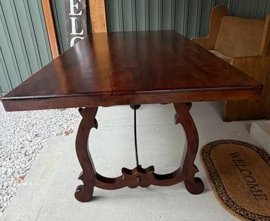 Solid Wood Plank & Iron Dining Table 2 Benches 2 Chairs