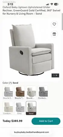 Buy Buy Baby Nursery Glider Recliner - Sand color
