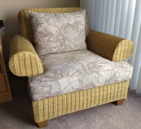Ethan Allen Vintage Oversized Wicker/Rattan Chair-w/Cushions
