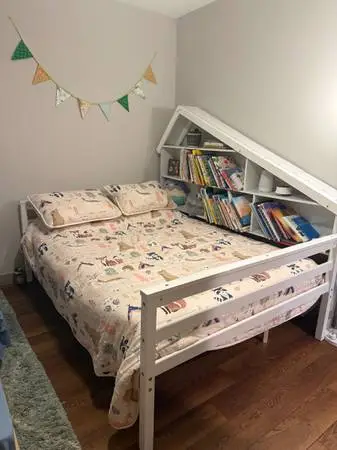 Full sized bed frame & trundle bed