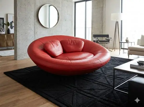 Red Leather De Sede DS-152 Lounge Sofa