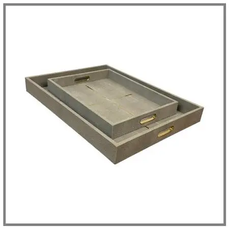 Made Goods Daina Faux Shagreen Trays, Set Of Two