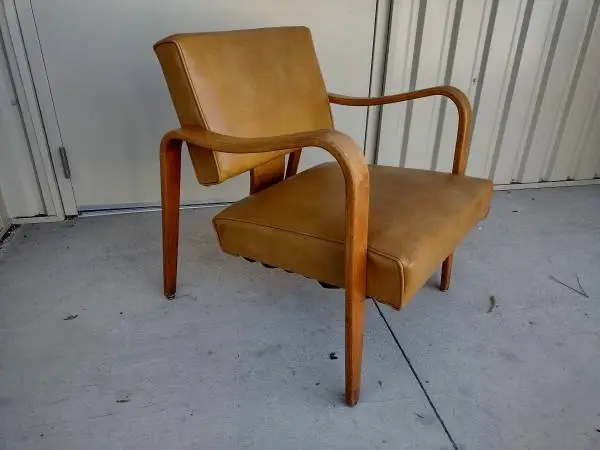 Vintage 1960s Mid Century Modern Lounge Chair w/Bentwood Frame
