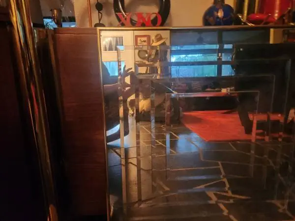 1970s Op Art Optic Square Brass Framed Mirror