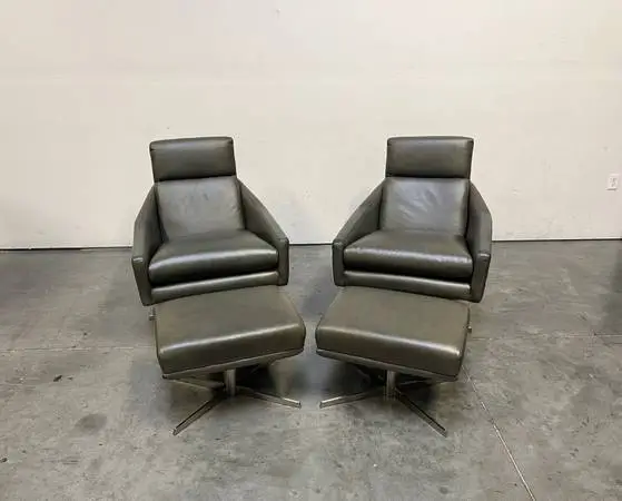 Austin Leather Chairs Pair