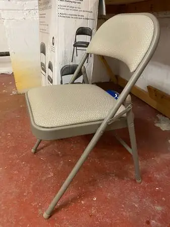 Set of 4 New Sudden Comfort, Cushioned, Metallic Folding Chairs