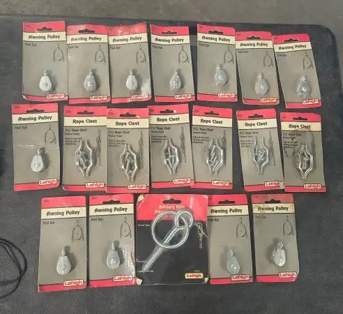 Lehigh Awning Pulleys and Rope Cleats with Hitching Ring