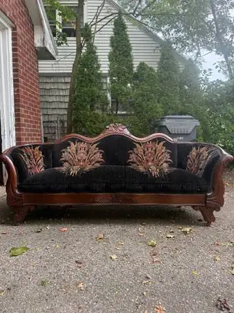 Antique vintage sofa couch floral dark ornate