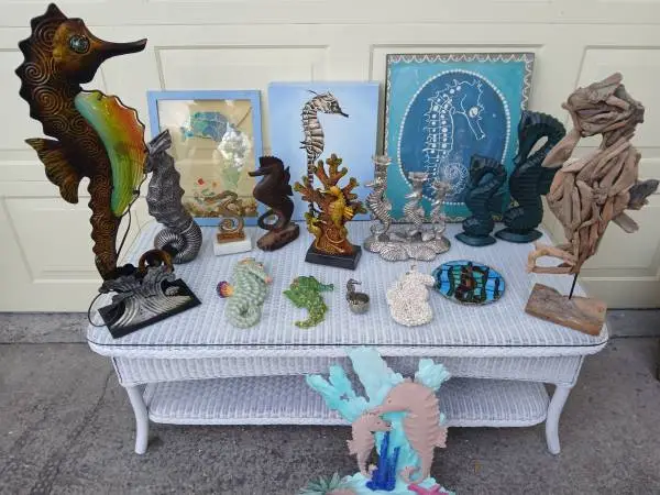 SEAHORSE DECOR FOR OUTDOORS AND INDOORS, individually priced $20-$70