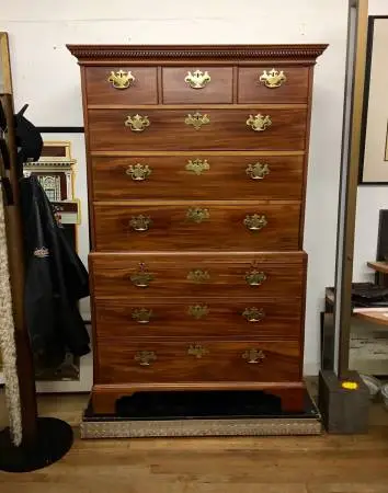 1800s Georgian Chippendale Style Stacked Highboy Dresser