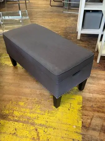 Sleek and Stylish Blueish Gray Storage Bench