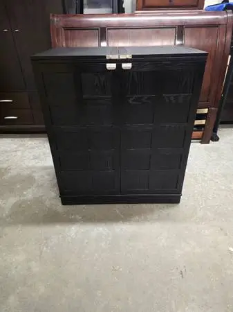 Modern Black Fold Up Bar / Cabinet on Wheels