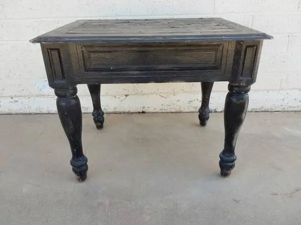 Solid Wood Shabby Black End Table