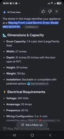 Maytag electric deyer refirbished