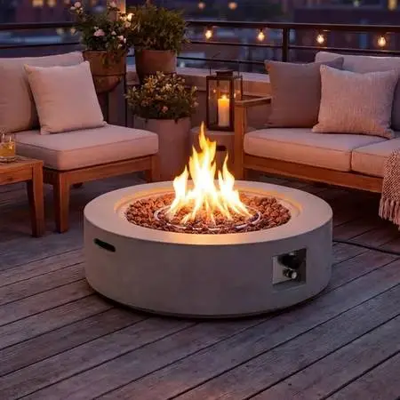 Concrete propane fire pit table, round - Wade Logan Borgia - $100 (Napa)