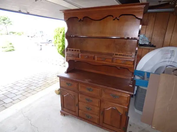 Hutch CABINET Solid Wood Furniture China Cabinet Breakfront Hutch VINT