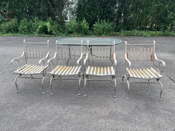 (4) Matching Wrought Iron Springy Chairs + FREE Oval Patio Table