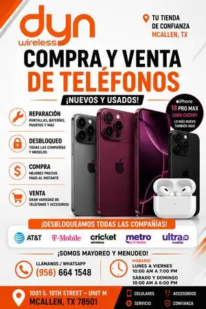 abrimos los domingos!!! Mcallen REPARACION COMPRA Y VENTA DE TELEFONOS