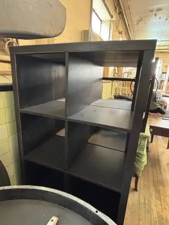 (2) Black Shelving Bookcase Wall Units