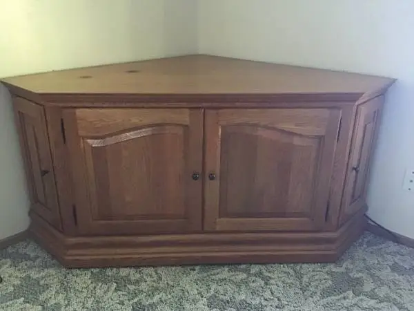 Solid Oak Corner Cabinet Entertainment Stand