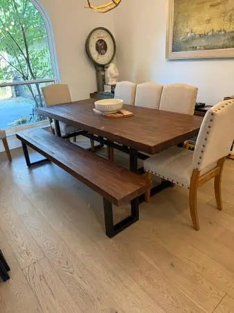 Pottery Barn reclaimed wood & metal contemporary dining table