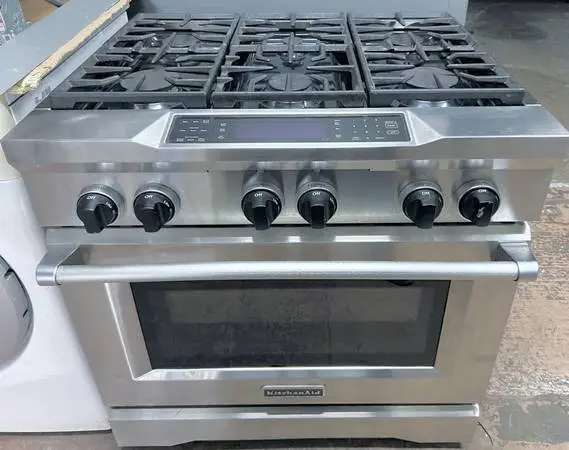 36 Inch Kitchenaid Dual Fuel Gas Range 6 Burner Oven Stainless Convect