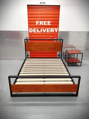 Wayfair queen size bed frame & night stand like new bedroom furniture