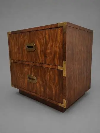 Mid Century Campaign Style Bedside Stand by Dixie