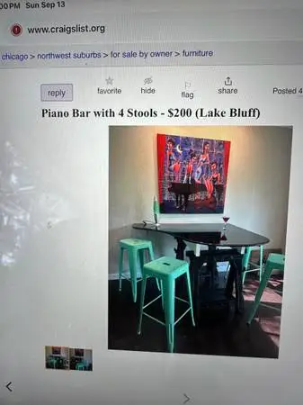 Bar Stools, 4 stackable bar stools