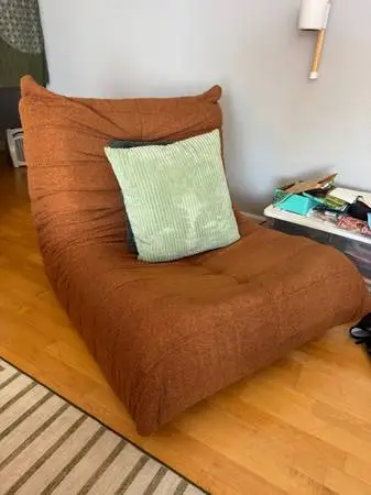 Orange Togo-Style Lounge Chairs (2 available) - $90 each
