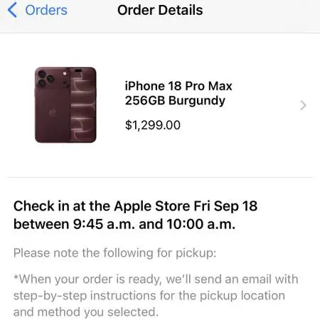 iPhone 18 Pro Max Unlocked 256GB Burgundy Glacier Silver Black Sep 18