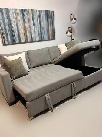 (+Delivery Opt.) Incredible L-Shaped Convertible Sofa Bed +Storage!