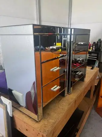 Mirrored 3 drawer night stands