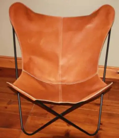 Cowhide Leather Butterfly Chair - Classic Non Folding Wrought Frame
