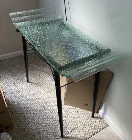 Modern Style Plate Glass Top Desk or Side Table