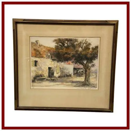 Simone Haumont La Place Du Village Et La Cour De Ferme Original Print,