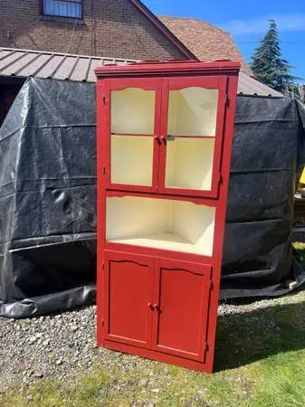 Solid Wood Corner Cabinet, Glass Doors, 81 Tall