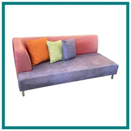 Lavender Micro-suede + Rose Pink Leather Chaise Sofa