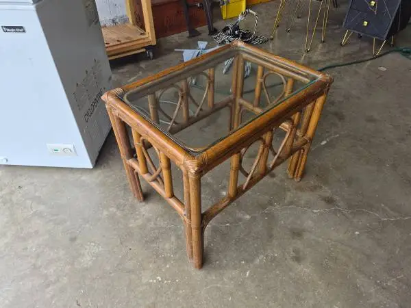 Vintage Coastal style bamboo lamp table